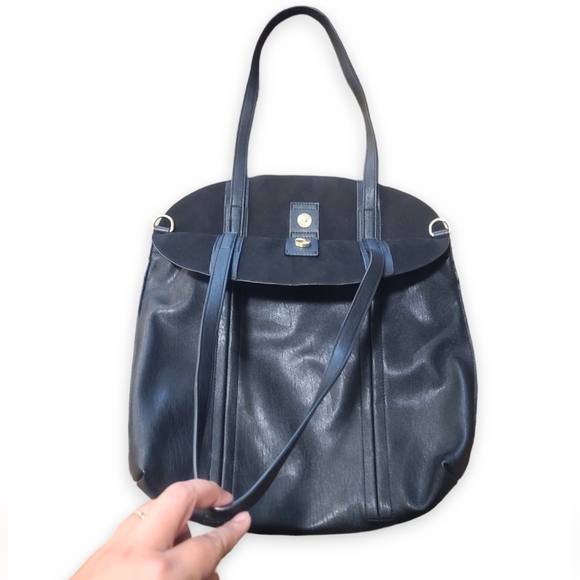 Antik Kraft Black Vegan Leather Bag Snap Closure - Picture 2 of 14